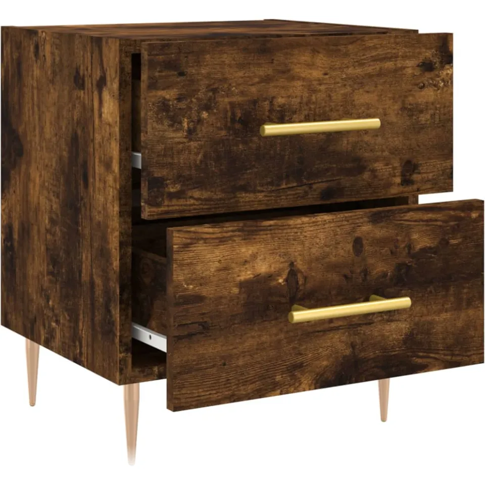 vidaXL Nachtkastje 40x35x47,5 cm bewerkt hout gerookt eikenkleurig