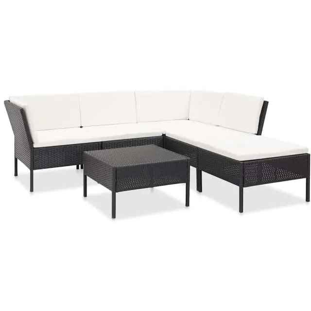 vidaXL 6-delige Loungeset met kussens poly rattan zwart, foto 2