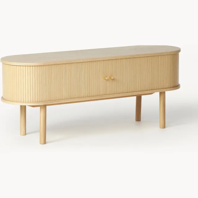 Westwing Collection Tv-meubel Calary met gefluteerde voorkant Beige