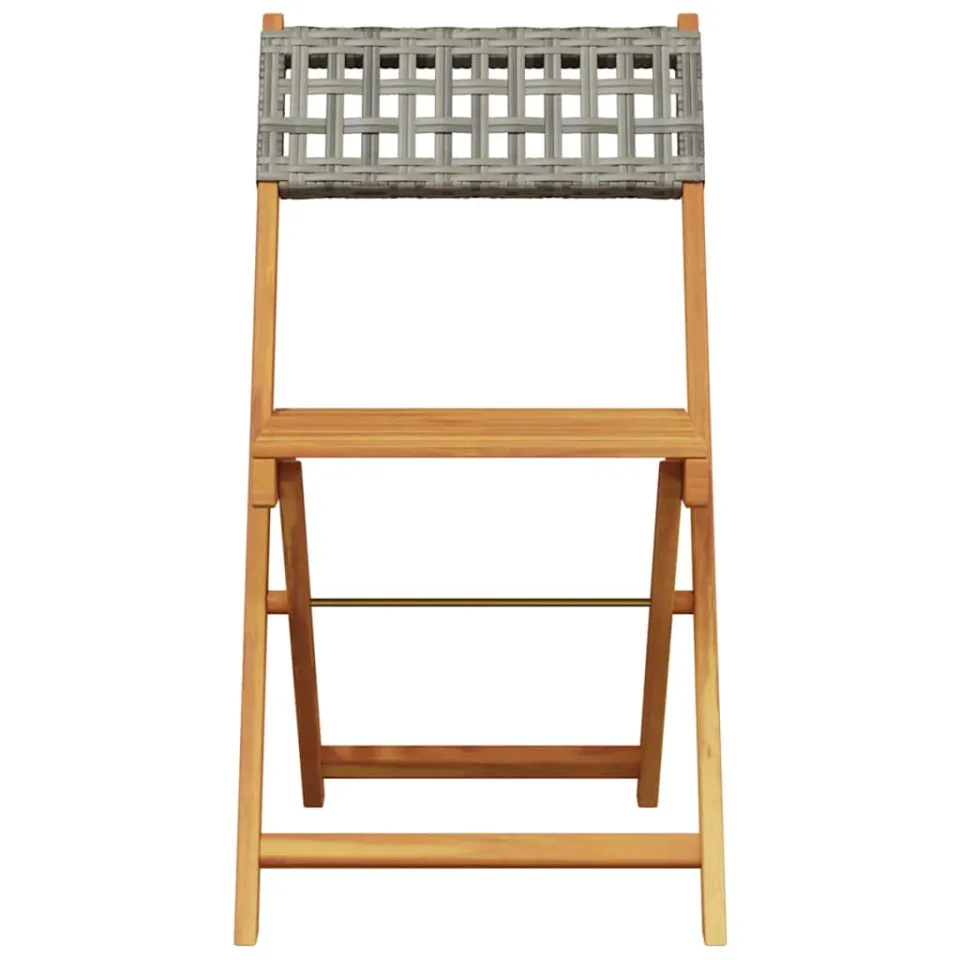 vidaXL 3-delige Bistroset poly rattan en massief hout grijs, foto 4