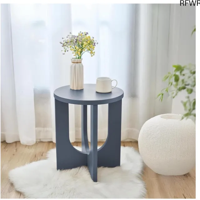 RFWR Ronde Bijzettafel 50x40 cm Grijsblauw - Stijlvol & Functioneel