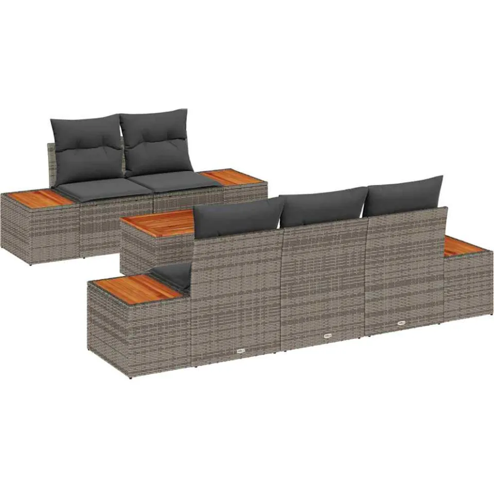 vidaXL Tuinbankenset 6 st Grijs Poly riet