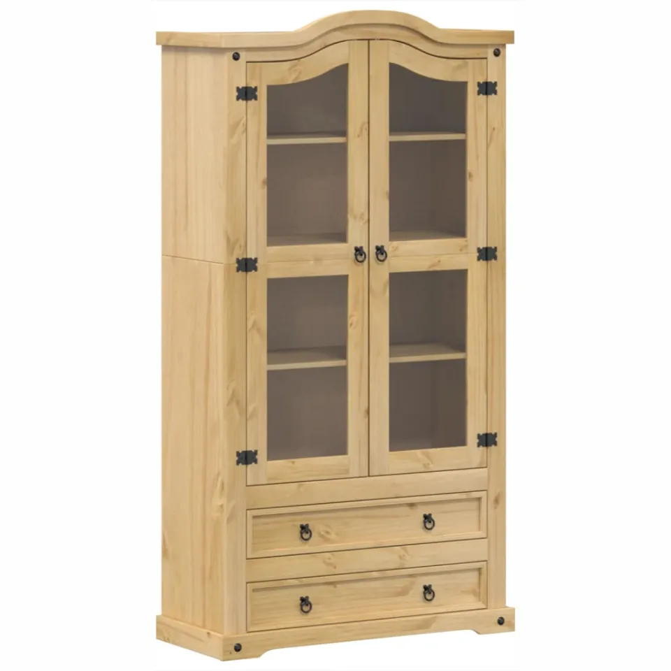 vidaXL Vitrinekast Corona 99x43x187 cm massief grenenhout bruin, foto 3