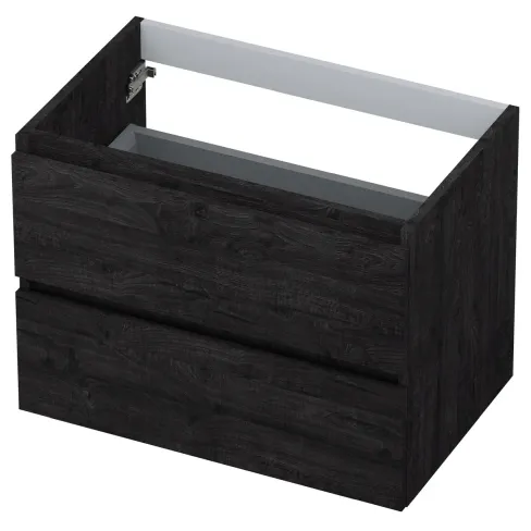 Ink onderkast met 2 laden greeploos en houten keerlijst houtskool eiken