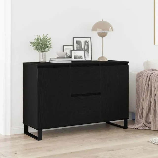 vidaXL Dressoir Zwart Eiken 101,5 x 35 x 70 cm Bewerkt hout