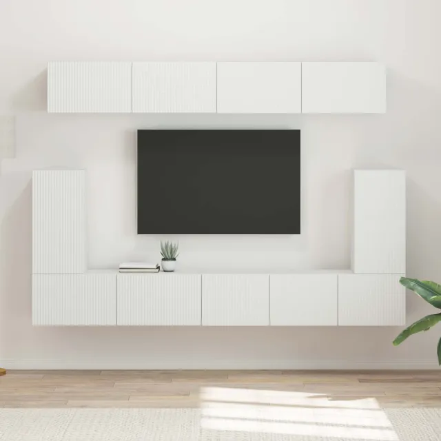 vidaXL Tv-meubelset 5 st Wit Bewerkt hout