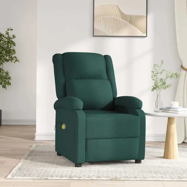 vidaXL Massagestoel elektrisch verstelbaar stof donkergroen groen, foto 2