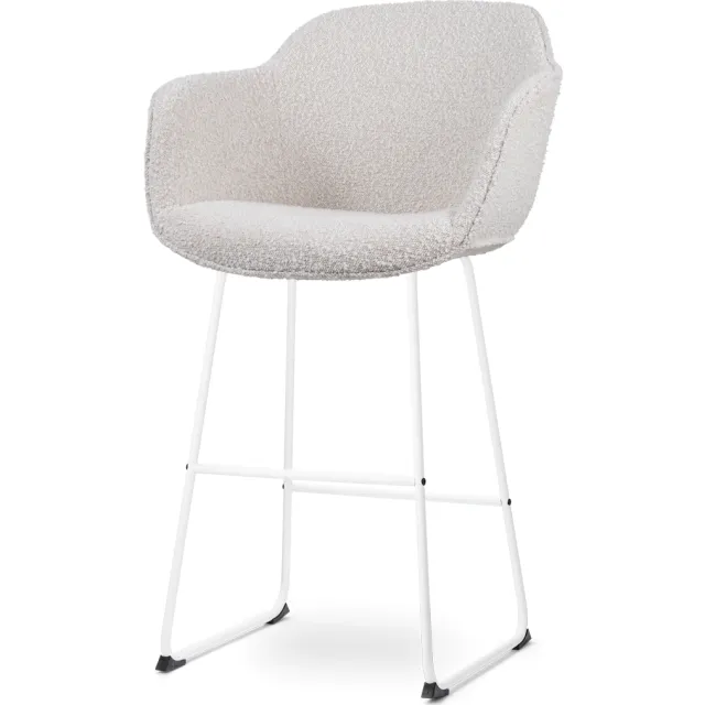 Nolon Nino-Mare barkruk bouclé beige - wit onderstel - 75 cm