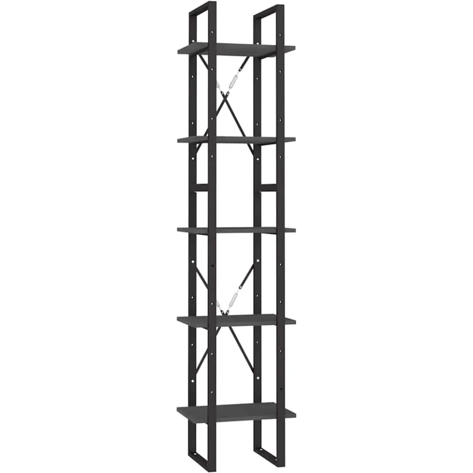 vidaXL Boekenkast met 5 schappen 40x30x175 cm massief grenenhout grijs, foto 3