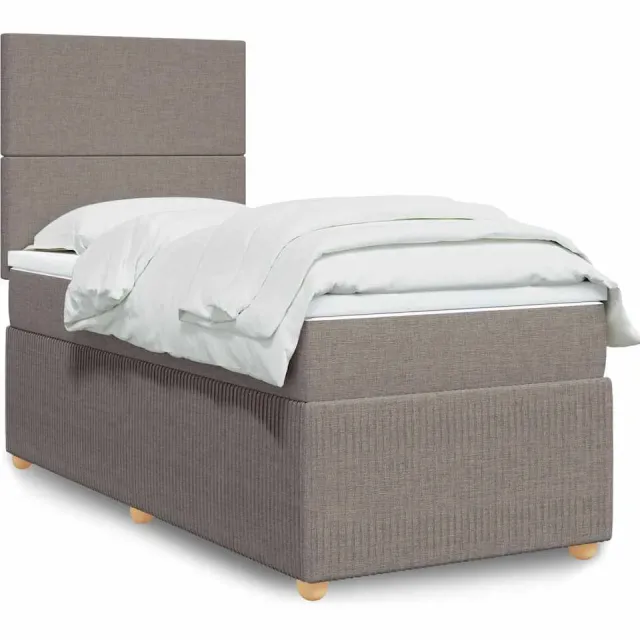 vidaXL Boxspring met matras stof taupe 80x200 cm