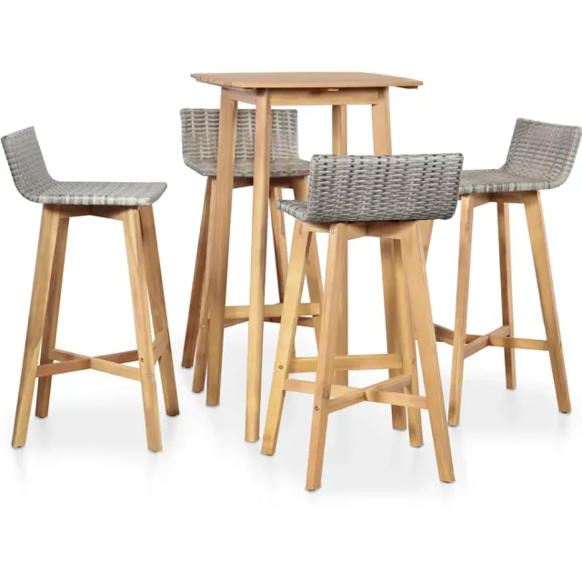 vidaXL 5-delige Tuinset massief acaciahout Bruin