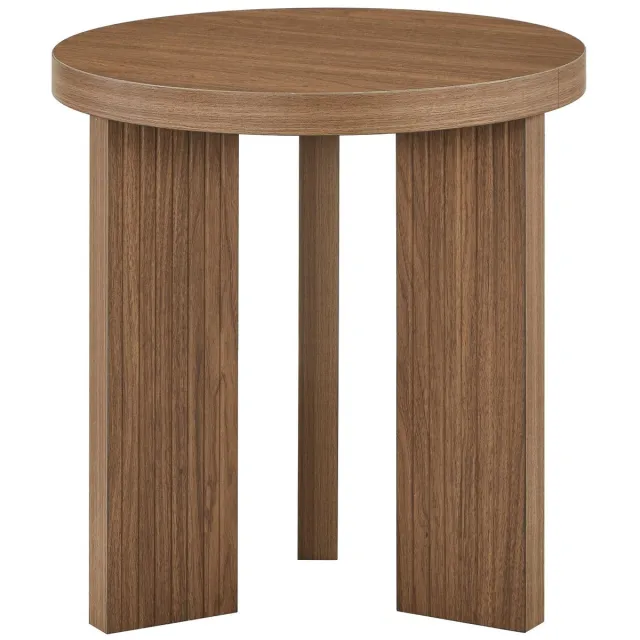 OKWISH Bijzettafel Rond Modern - Driepoot Met Houtlook - Woonkamer Slaapkamer Balkon - MDF Walnut Brown - 44,5 Cm
