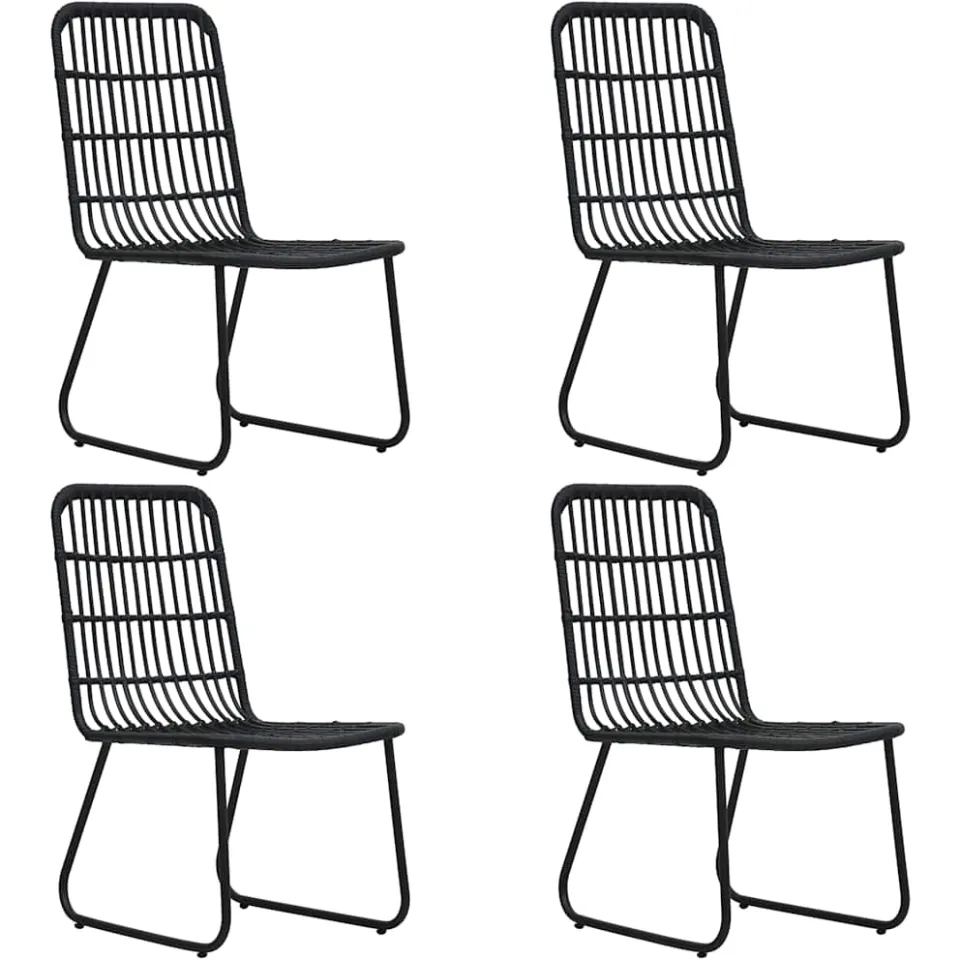 vidaXL 5-delige Tuinset poly rattan en glas Zwart