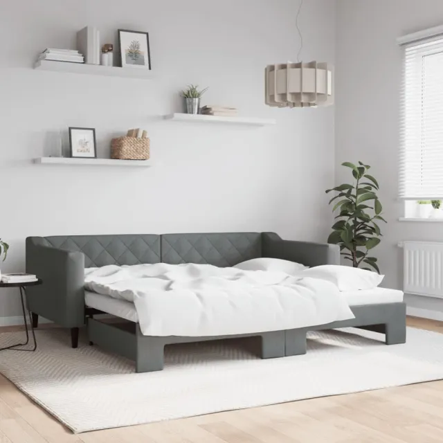 vidaXL Slaapbank met onderschuifbed 90x190 cm stof donkergrijs
