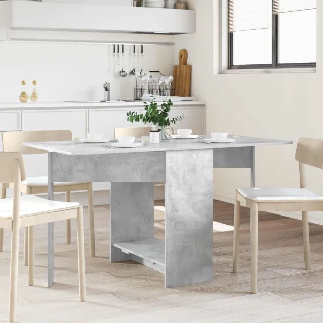 vidaXL Eettafel 138 x 70 x 73,5 cm Bewerkt hout Betongrijs Rechthoekig