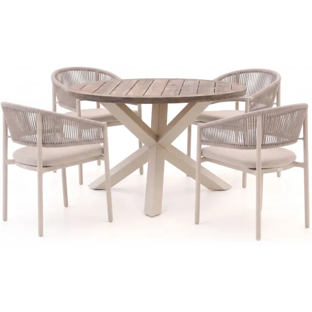 Bellagio tuinmeubelen Bellagio Panaro/ROUGH-Y ø120cm dining tuinset 5-delig stapelbaar bruin, foto 2