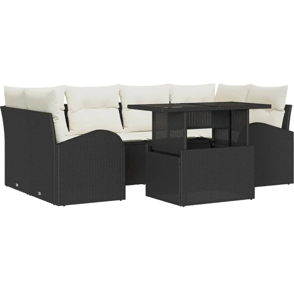 vidaXL Tuin Sofa Set 7 st Zwart poly rattan