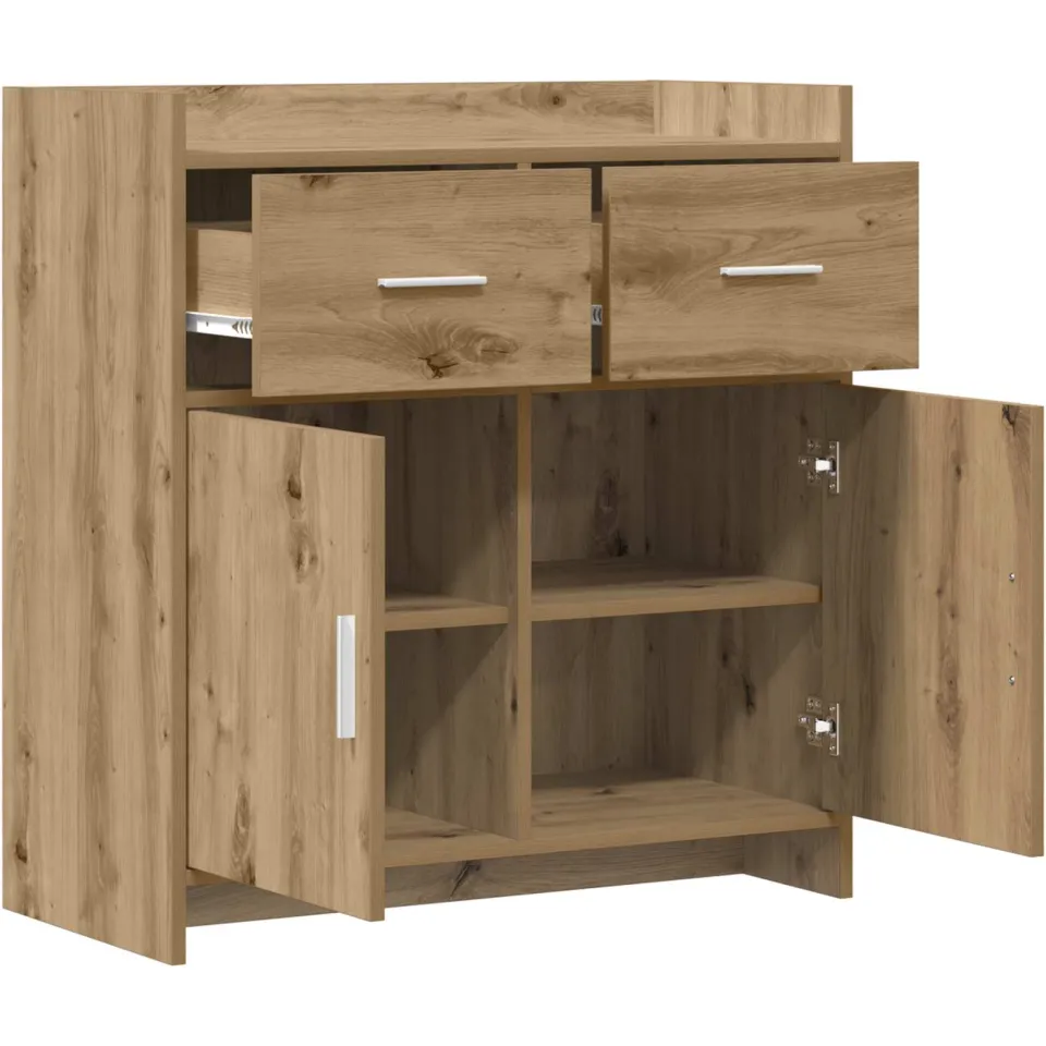 vidaXL Dressoir Artisanaal eiken 75 x 36 x 80 cm Bewerkt hout, foto 4