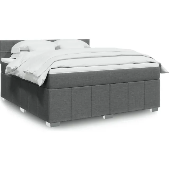 vidaXL Boxspring met matras stof donkergrijs 180x200 cm grijs