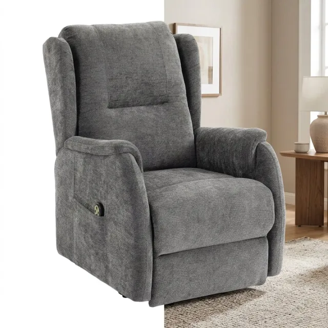 GranMaison Relaxfauteuil - Relaxzetel - Relaxstoel - Fauteuil - Stoel - Met armleuning - Voor één Persoon - Donkergrijs + Zwart
