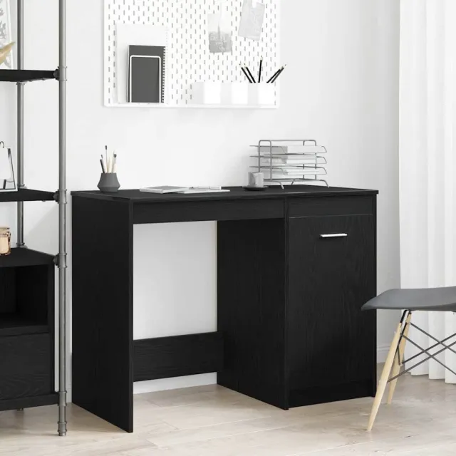 vidaXL Bureau Zwart Eiken 100 x 50 x 76 cm Bewerkt hout, foto 2