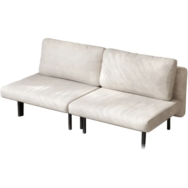 GUYII Moderne 2-Persoons Slaapbank 180 cm – Opvouwbare Sofa Bed met Rugkussens – Verstelbare Loungebank / Logeerbed – Beige Stof Bank