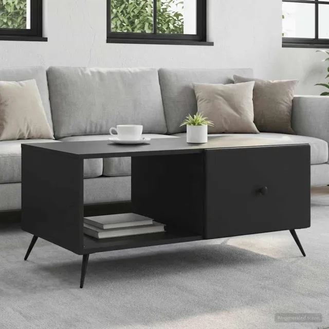 vidaXL Salontafel Zwart 90 x 50 x 40 cm Bewerkt hout