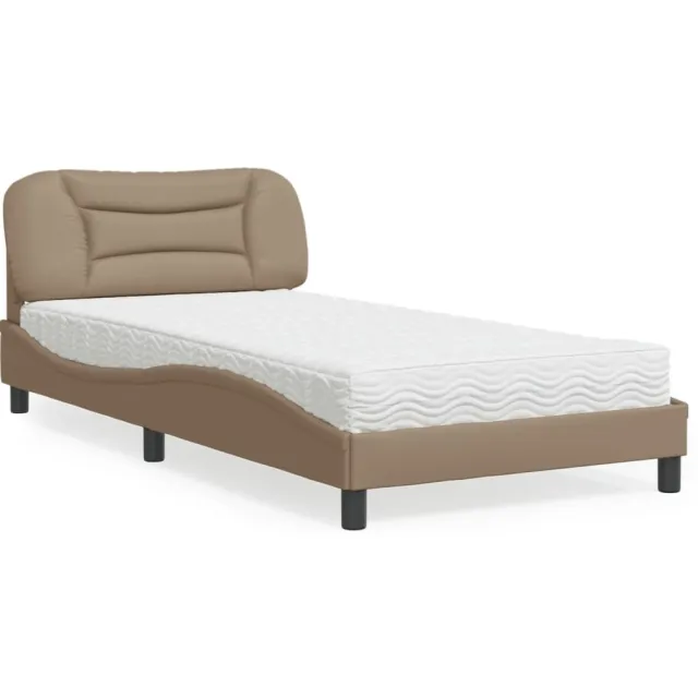 vidaXL Bed met matras "Hvar" kunstleer cappuccinokleurig 100x200 cm Bruin