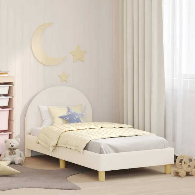 vidaXL Bedframe voor kinderen met hoofdbord Crèmekleurig 80 x 160 cm