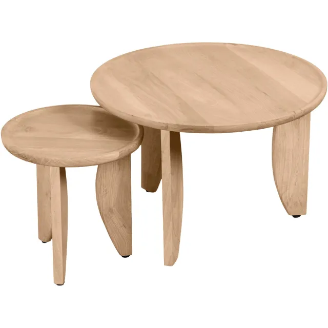 Lewis & Loft Salontafel Luuk - FSC Mangohout - Rond - Naturel - Set van 2 Bruin