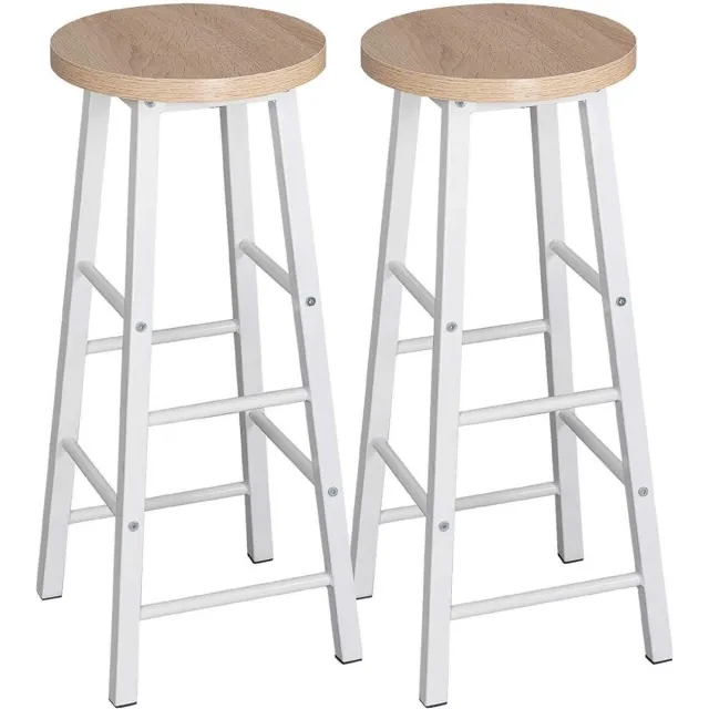 Happyment Hoge barkrukken Pablo - Zithoogte 71cm - Eiken - Set van 2 - Keuken - Barstoelen - Zonder rugleuning - Hout