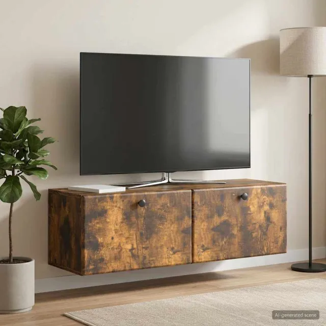 vidaXL Wandbeugel TV-kast 98 x 31 x 30 cm Gerookt eiken Bewerkt hout, foto 2