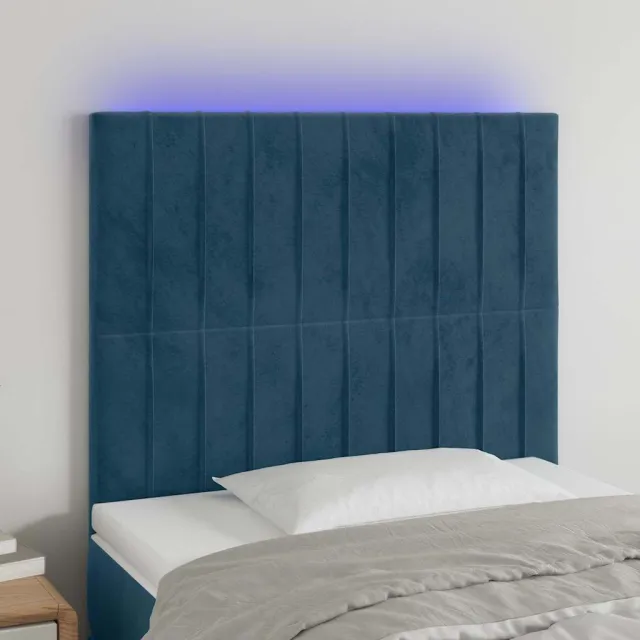 vidaXL Hoofdbord LED 100x5x118/128 cm fluweel donkerblauw blauw