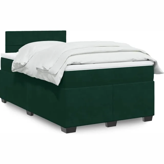 vidaXL Boxspring met matras fluweel donkergroen 120x200 cm groen