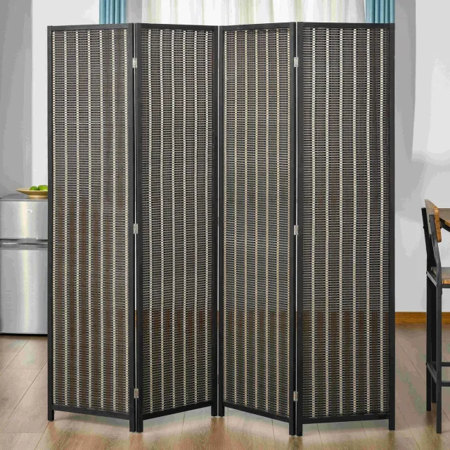 MODENUIT Kamerscherm – 4-Delig Opvouwbaar – 180 x 180 cm – Hout en Bamboe – Bruin – Voor Privacy
