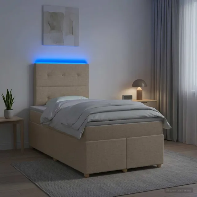 vidaXL Boxspringbed met matras Crèmekleurig 120 x 200 cm Stof