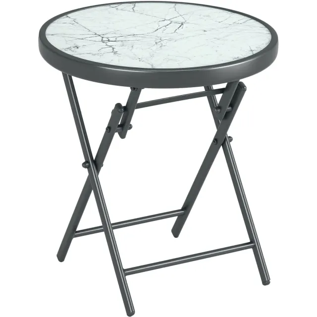 Outsunny bijzettafel voor op het terras - Metaal - 45x45x50cm - Wit