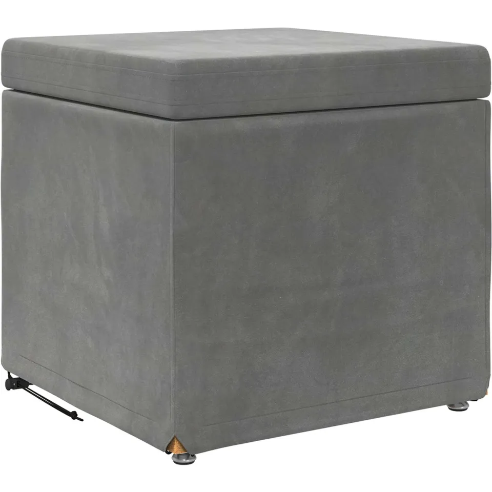 vidaXL Kruk Donkergrijs 41 x 41 x 40 cm Velvet en Gefabriceerd Hout grijs, foto 4