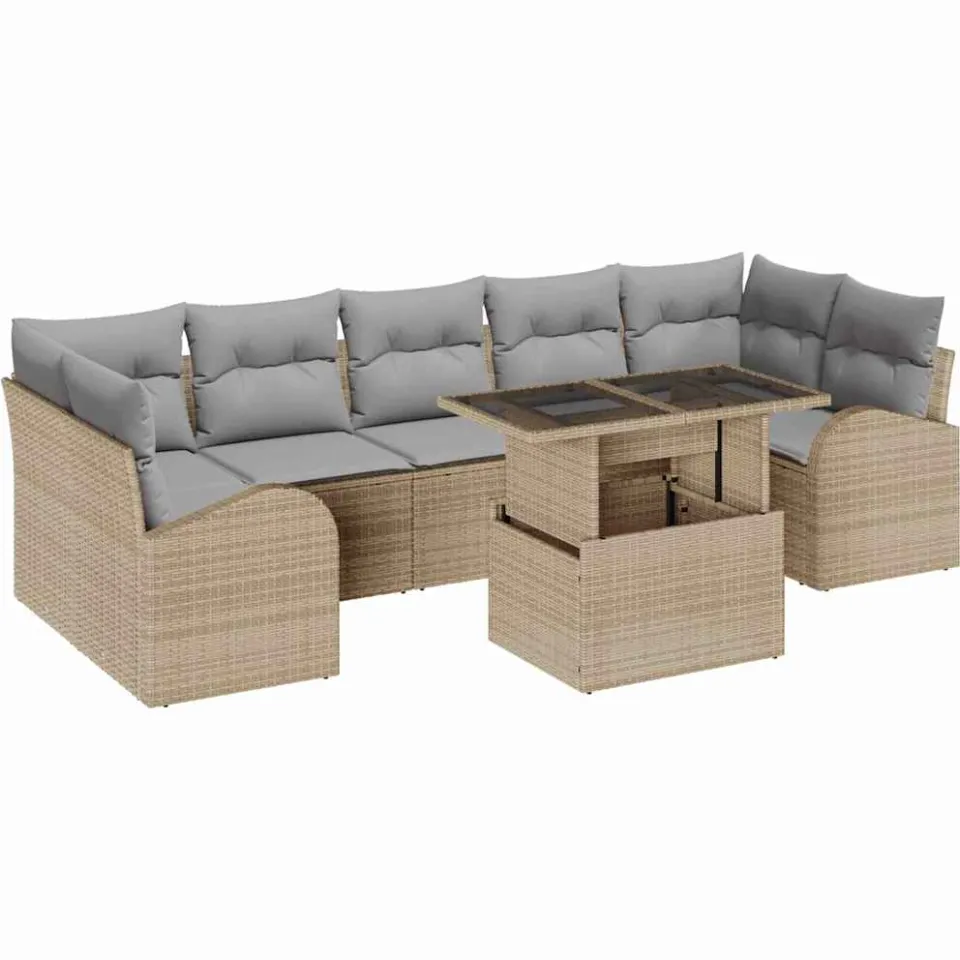 vidaXL Tuin Sofa Set 8 st Beige poly rattan