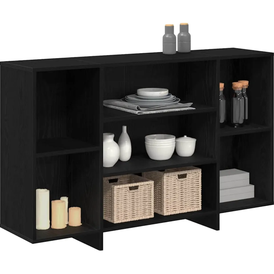 vidaXL Dressoir Zwart Eiken 120 x 30 x 75 cm Bewerkt hout