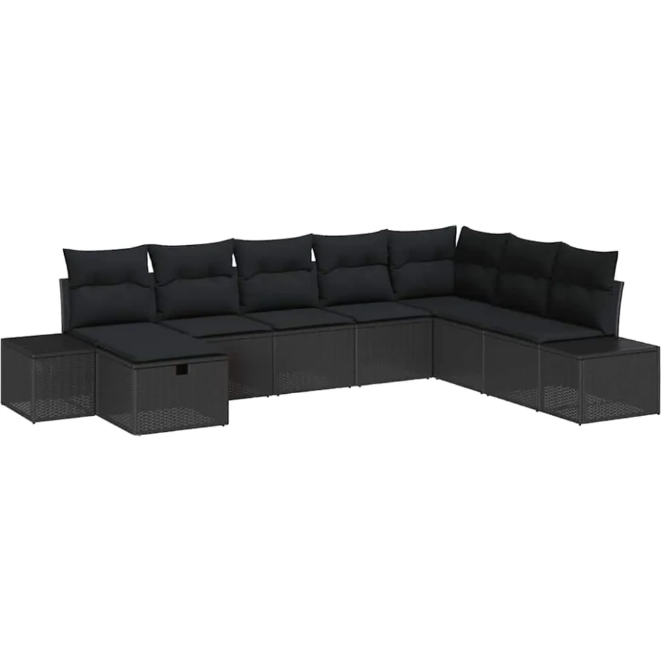 vidaXL Tuin Sofa Set 8 st Zwart poly rattan