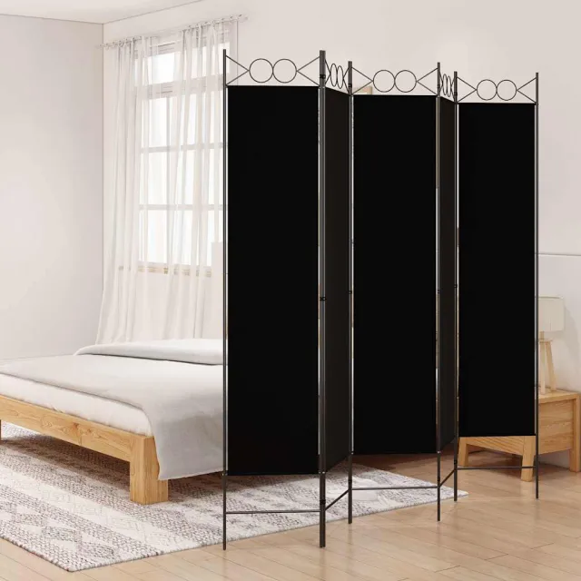 vidaXL Kamerscherm met 5 panelen 200x200 cm stof zwart, foto 2