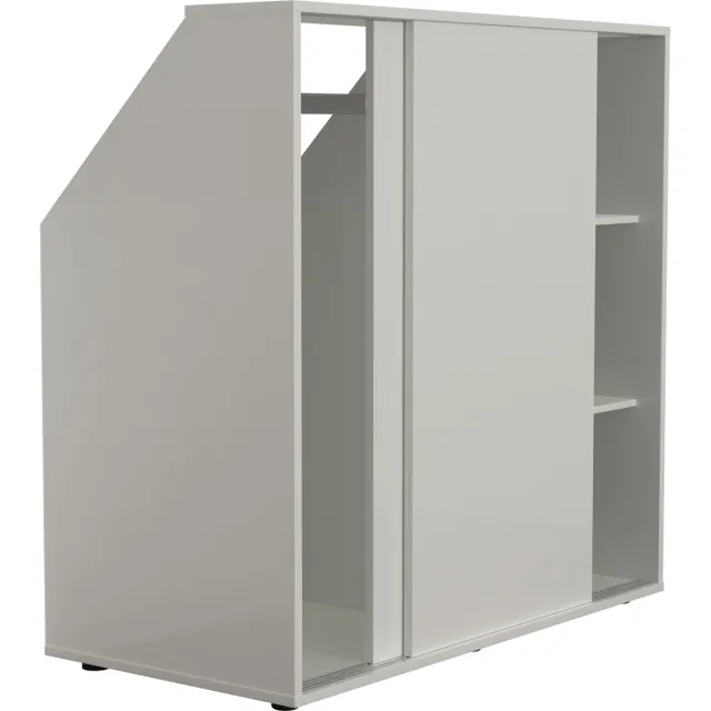 TheBestOf Furniture Kledingkast schuine wand zolder slaapkamer schuifdeuren - hanggedeelte en legplanken - opbergkast geschikt voor schuine wanden Wit - dicht met legplanken hanggedeelte
