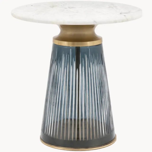 Gallery Direct Ronde salontafel Seville Wit, Transparant, Blauw