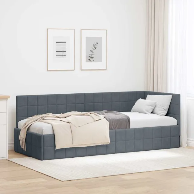 vidaXL Hoekbedframe Donkergrijs 80 x 200 cm fluweel