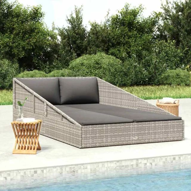 vidaXL Tuinbed 110x200 cm poly rattan grijs, foto 2