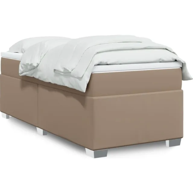 vidaXL Boxspring met matras kunstleer cappuccinokleurig 90x190 cm bruin