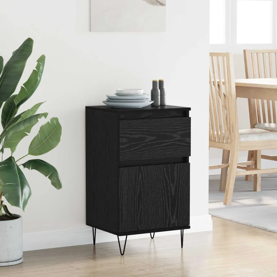 vidaXL Dressoir Zwart eiken 35 x 40 x 70 cm Bewerkt hout, foto 3