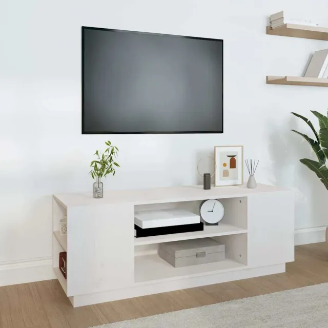 vidaXL Tv-meubel 110x35x40,5 cm massief grenenhout wit, foto 2
