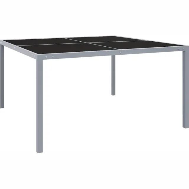 vidaXL Tuintafel 130x130x72 cm staal en glas grijs, foto 2